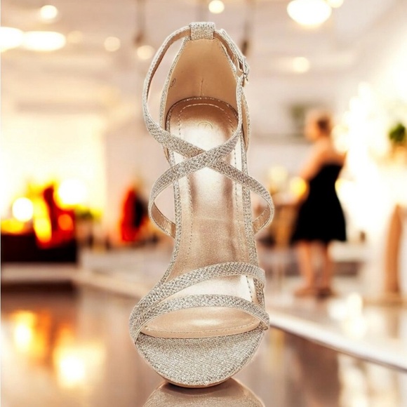 🆕 Glittering Gold Strappy Heels - Picture 11 of 14